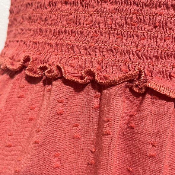 Old Navy Womens Milkmaid Maxi Dress Size M Coral Cottagecore Prairie Romantic - Picture 5 of 9